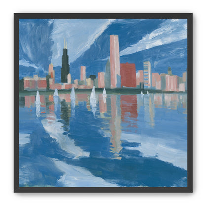Sailboats before the mirrored skyline