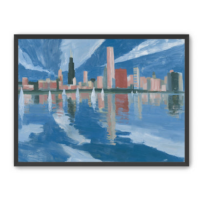 Sailboats before the mirrored skyline