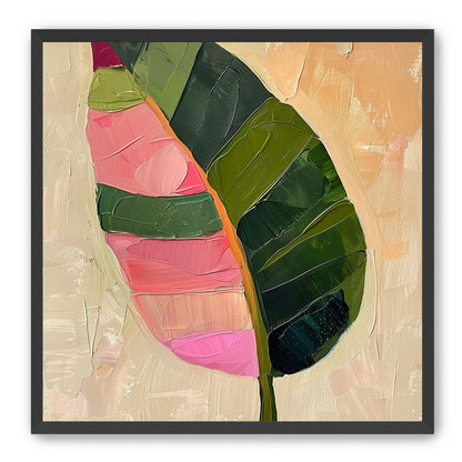 Pink light on a green leaf