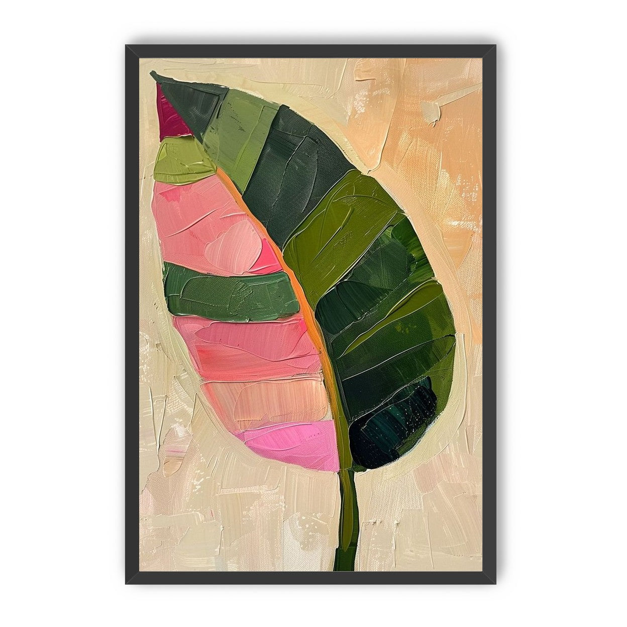 Pink light on a green leaf