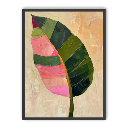Pink light on a green leaf