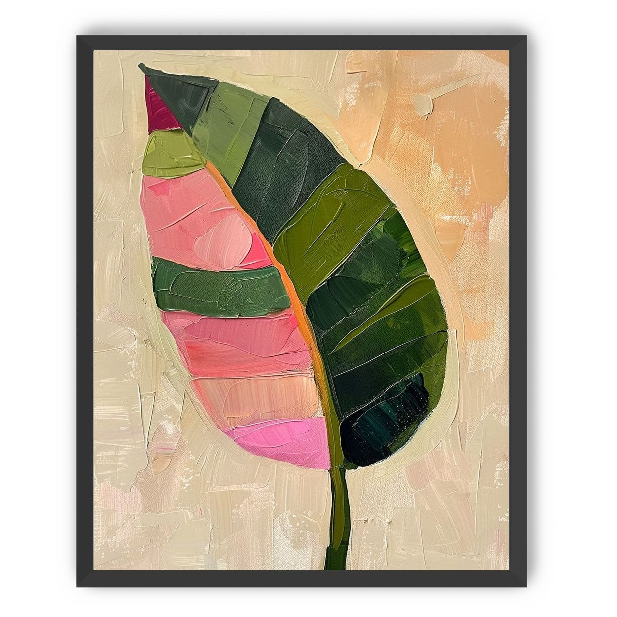 Pink light on a green leaf