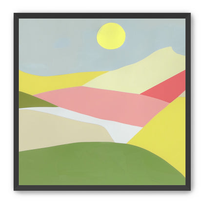 Yellow sun over red fields