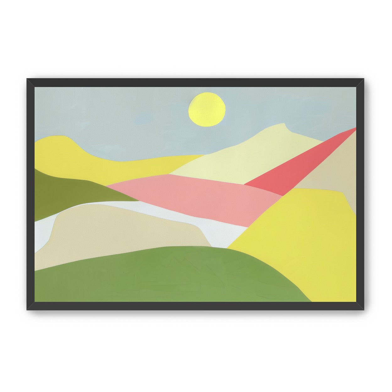 Yellow sun over red fields