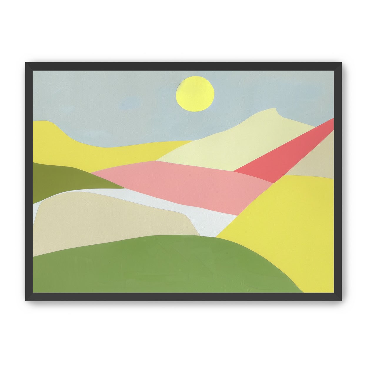 Yellow sun over red fields
