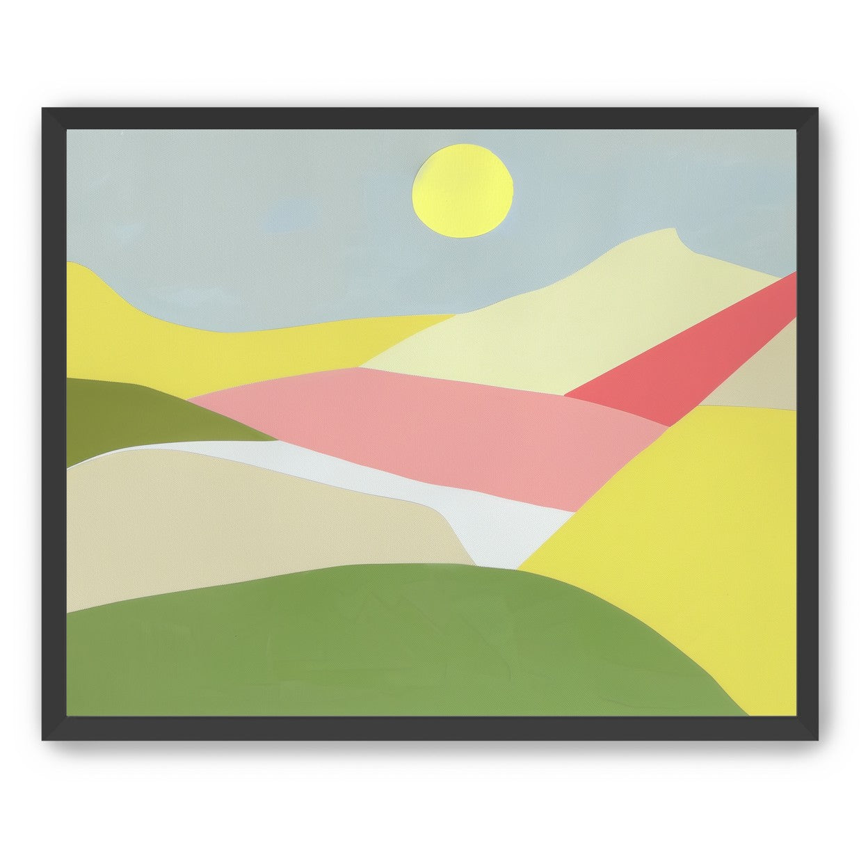 Yellow sun over red fields