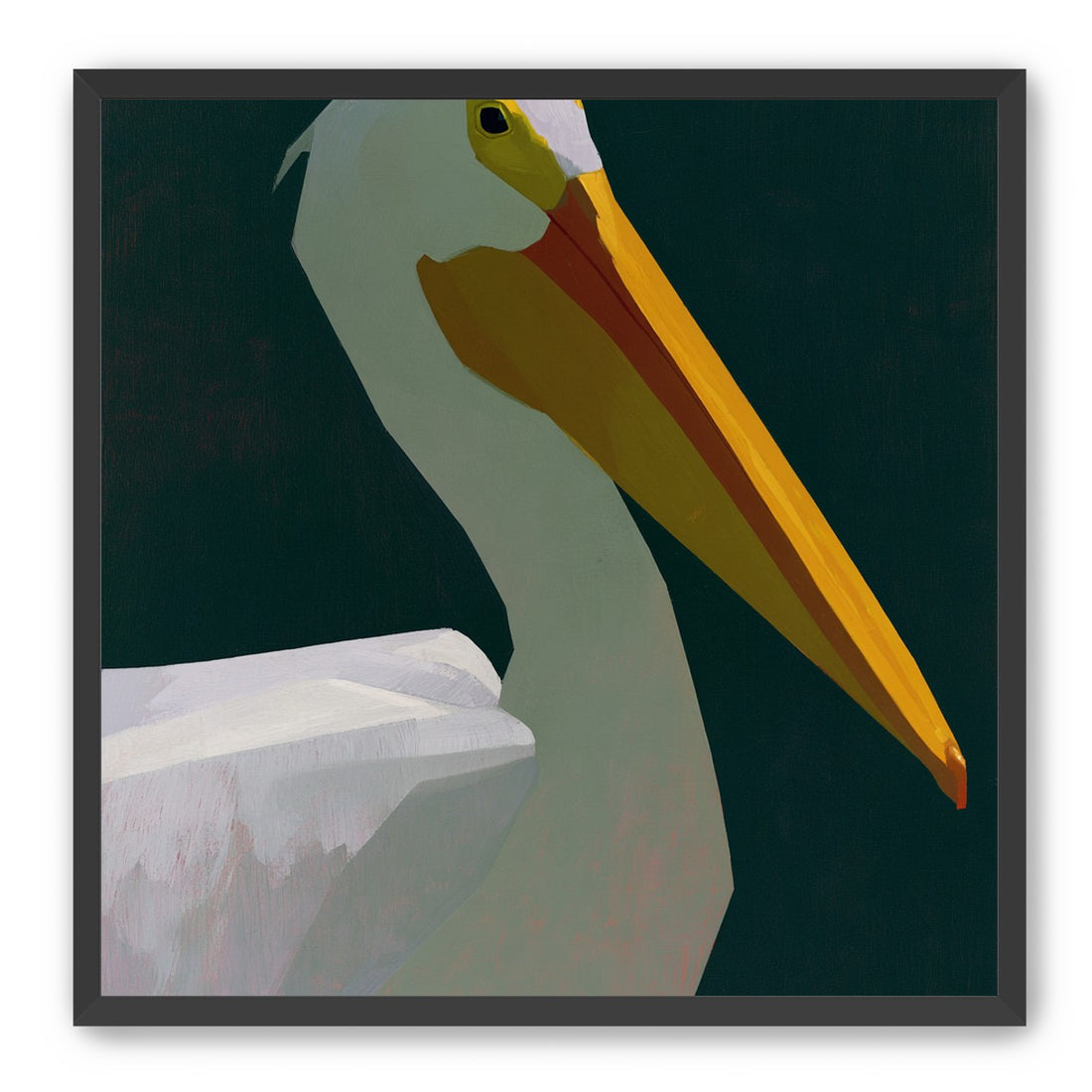 White pelican in deep green