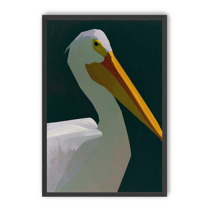 White pelican in deep green