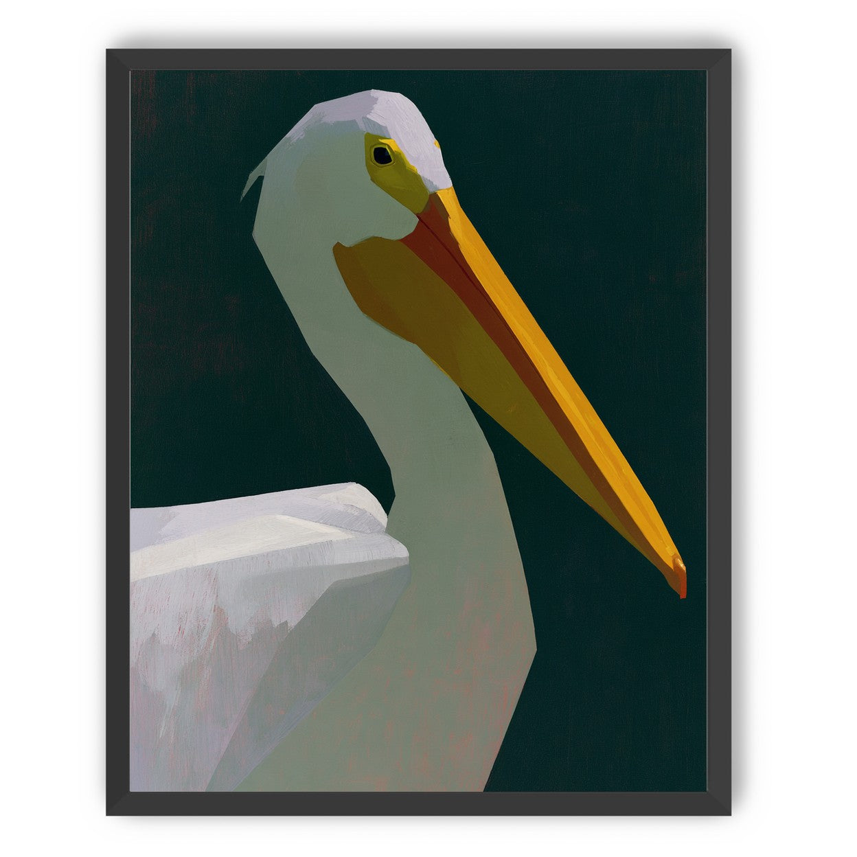 White pelican in deep green