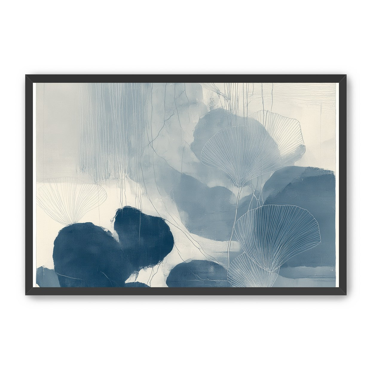 Fan leaves in blue wash