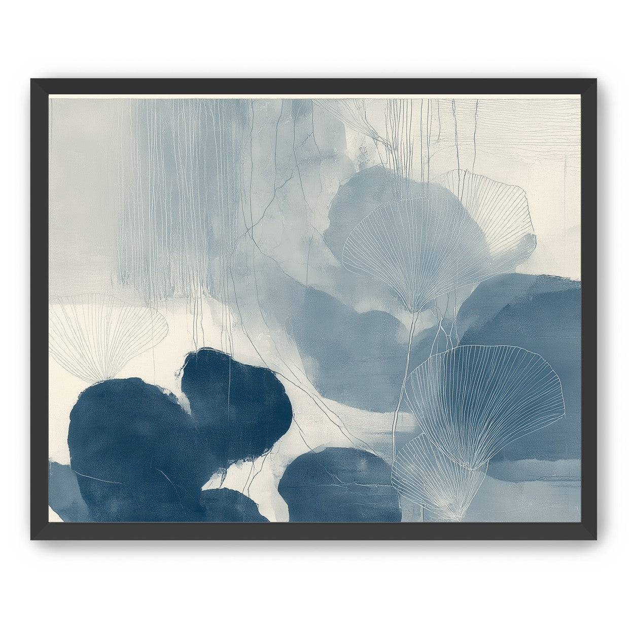 Fan leaves in blue wash
