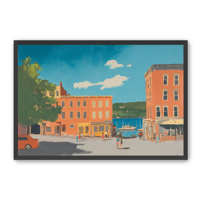 Sunlit street to the harbor