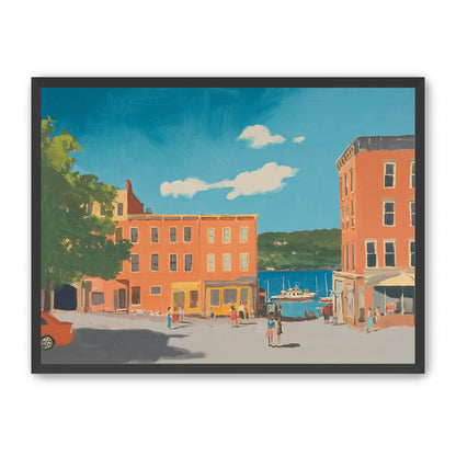 Sunlit street to the harbor