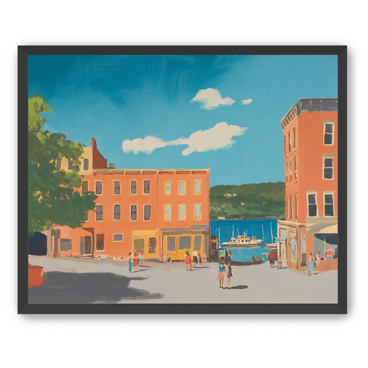 Sunlit street to the harbor