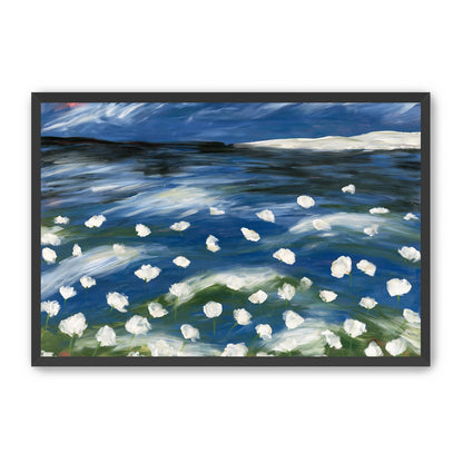White flowers in blue wind