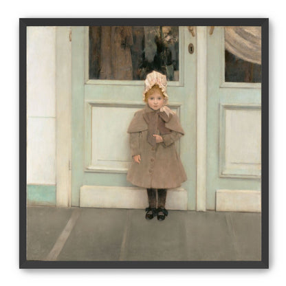 A child beneath pale doors
