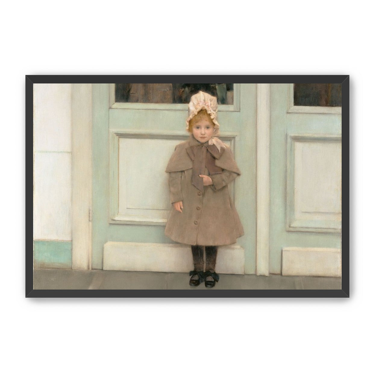 A child beneath pale doors