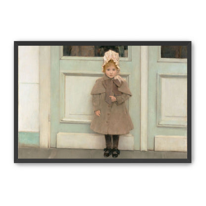 A child beneath pale doors