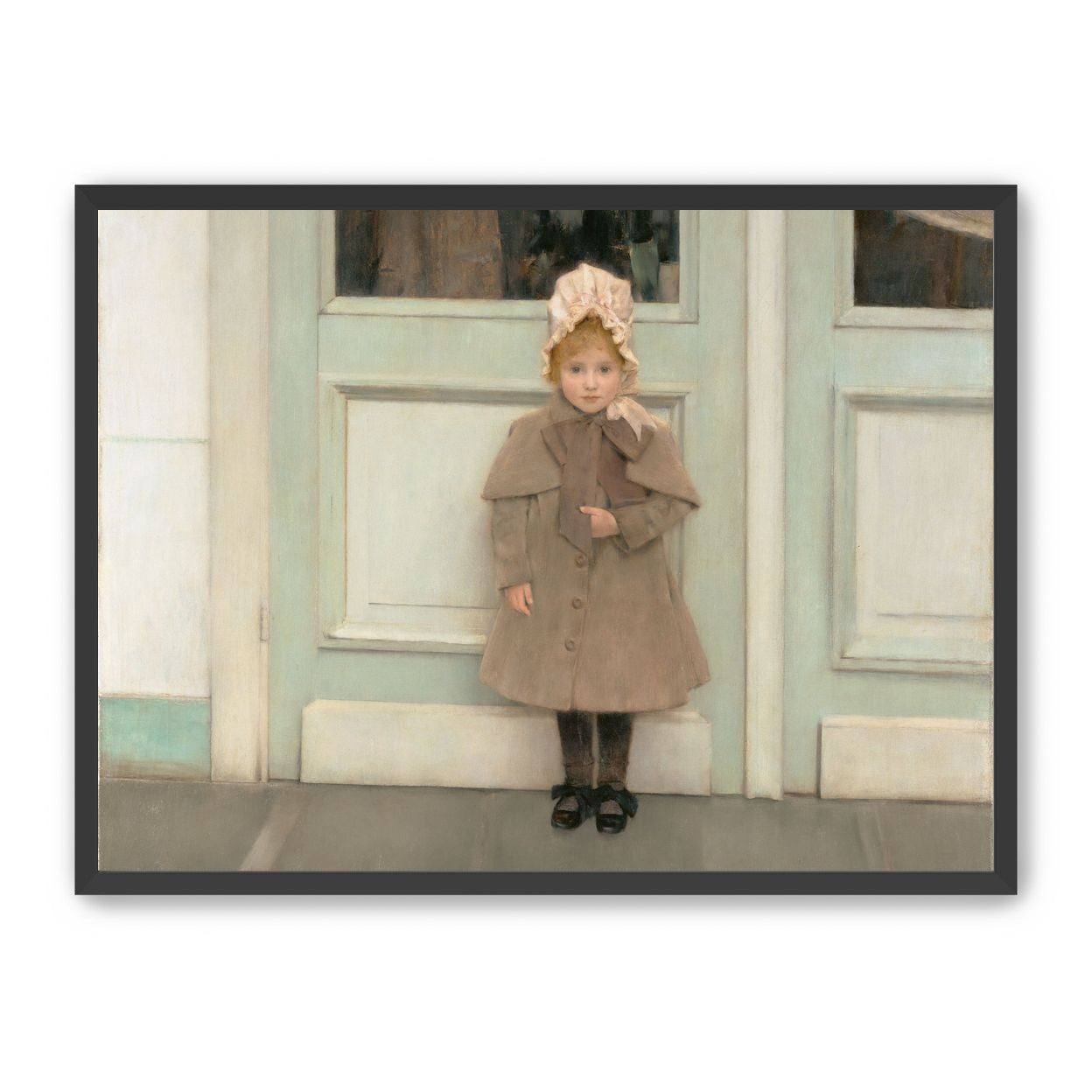 A child beneath pale doors