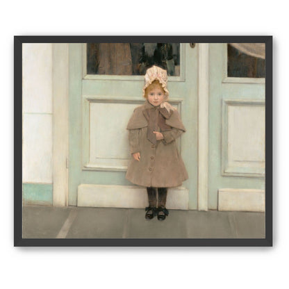 A child beneath pale doors
