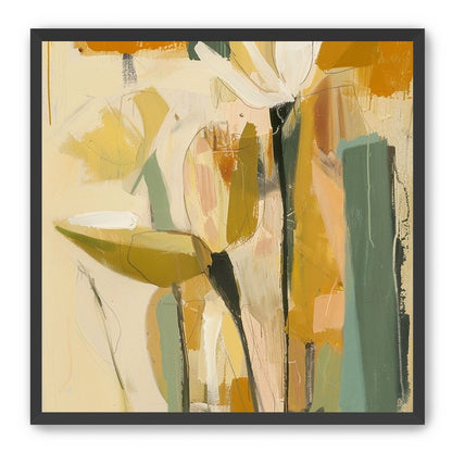 White flower in ochre blocks