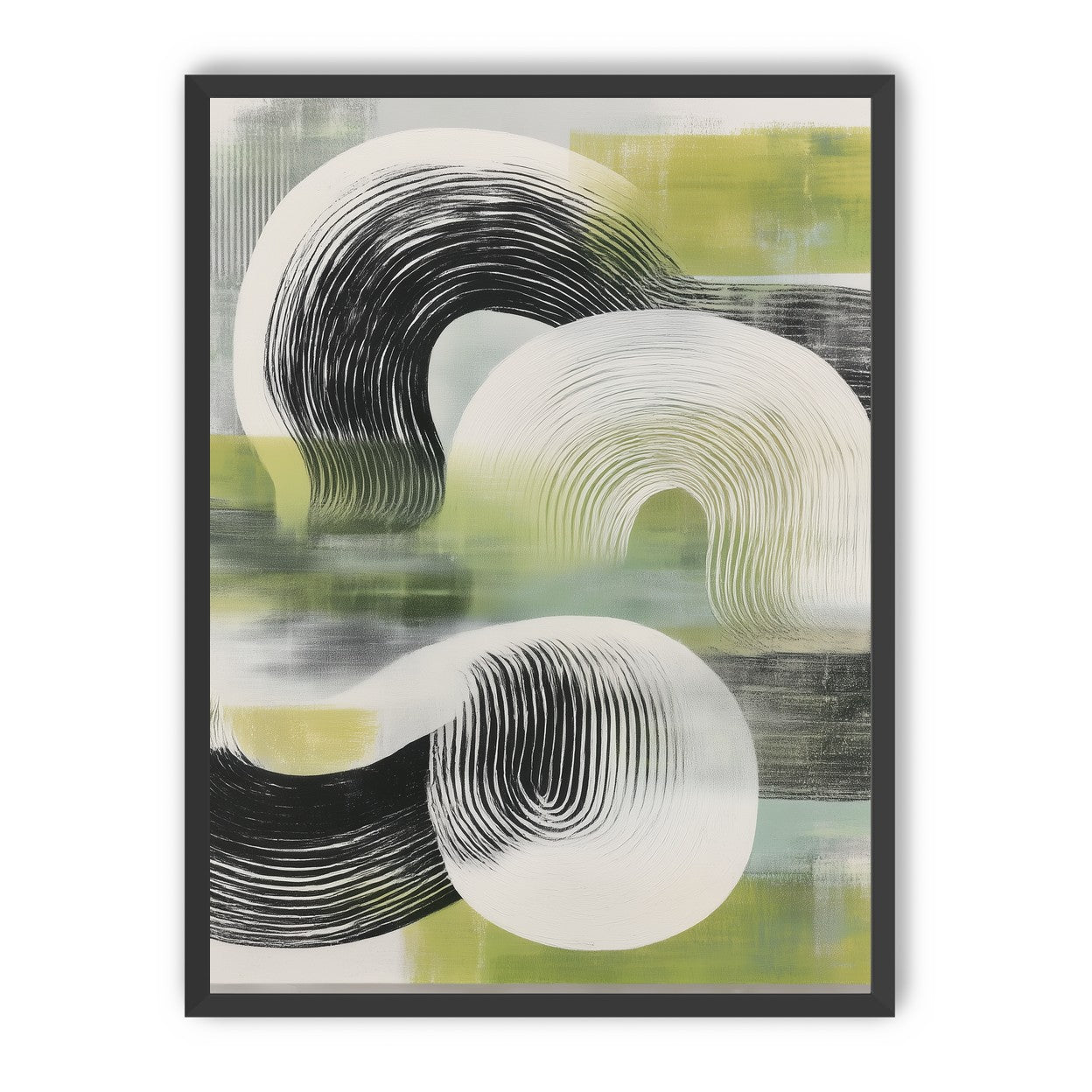 Curved bands across green fields