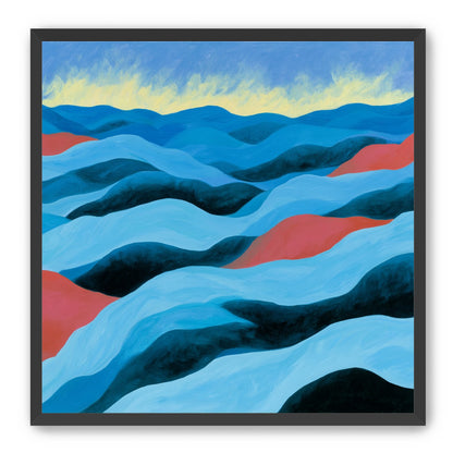 Blue hills under pale sky