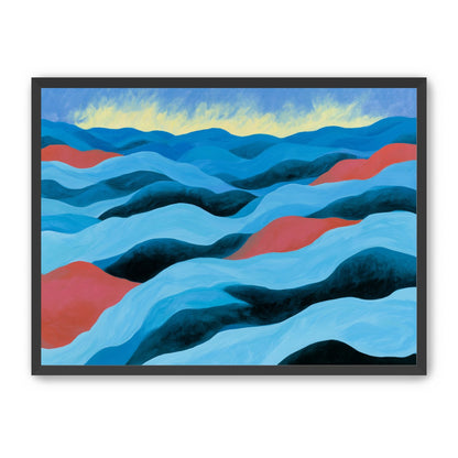 Blue hills under pale sky
