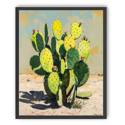 Yellow light on cactus pads