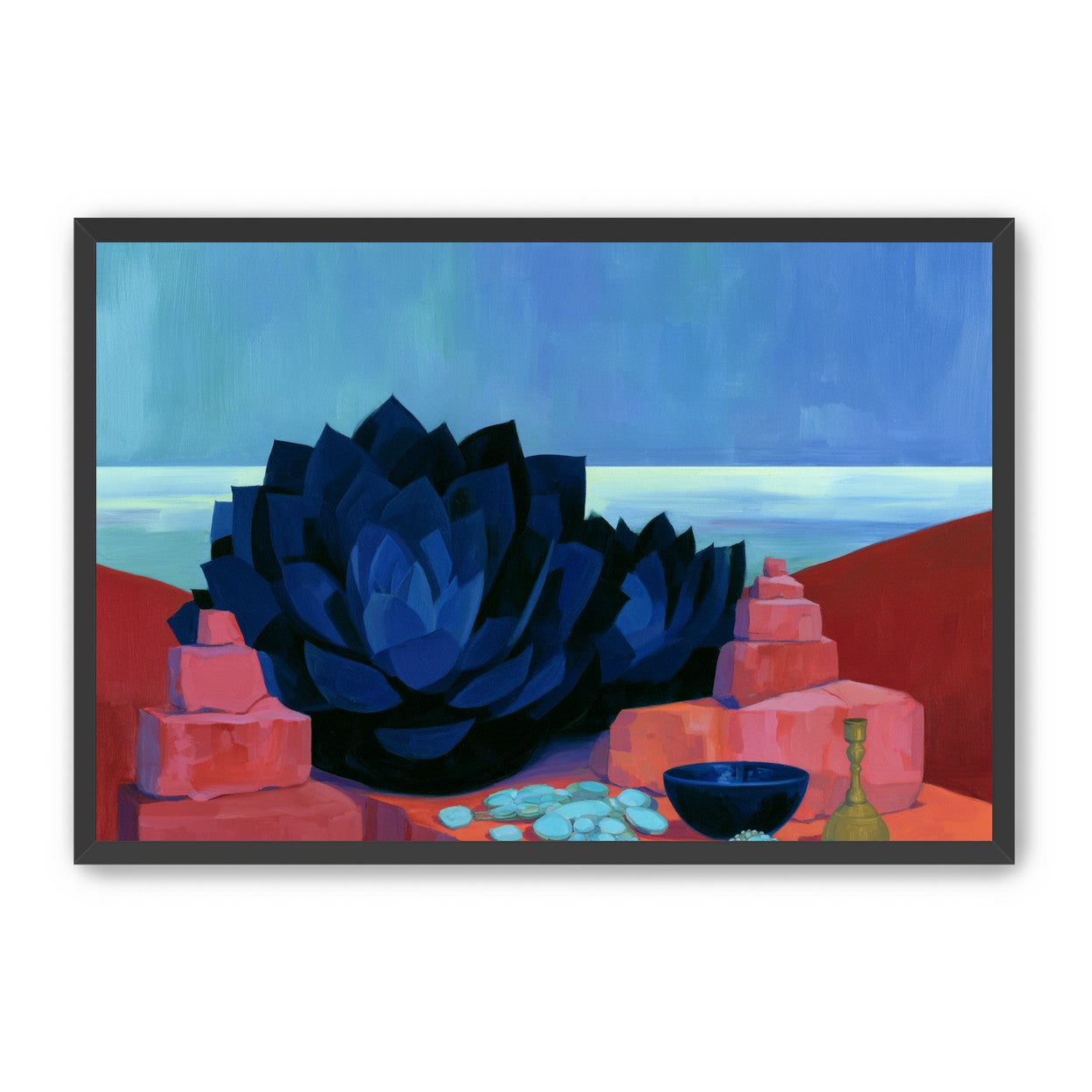 Blue flower in red light