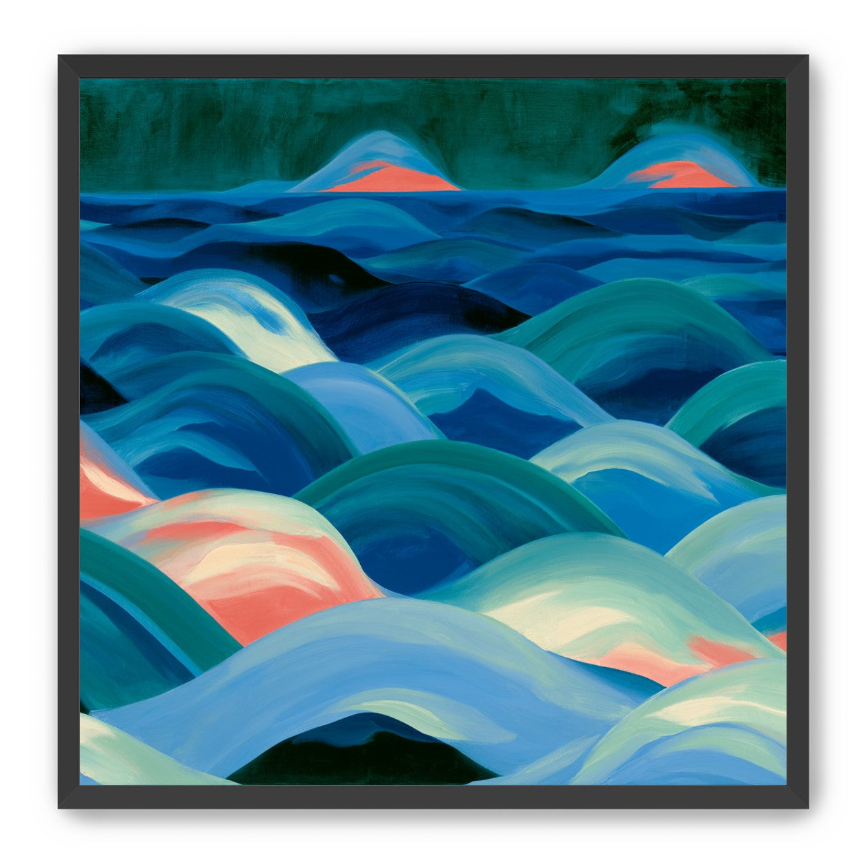 Pink light among blue waves
