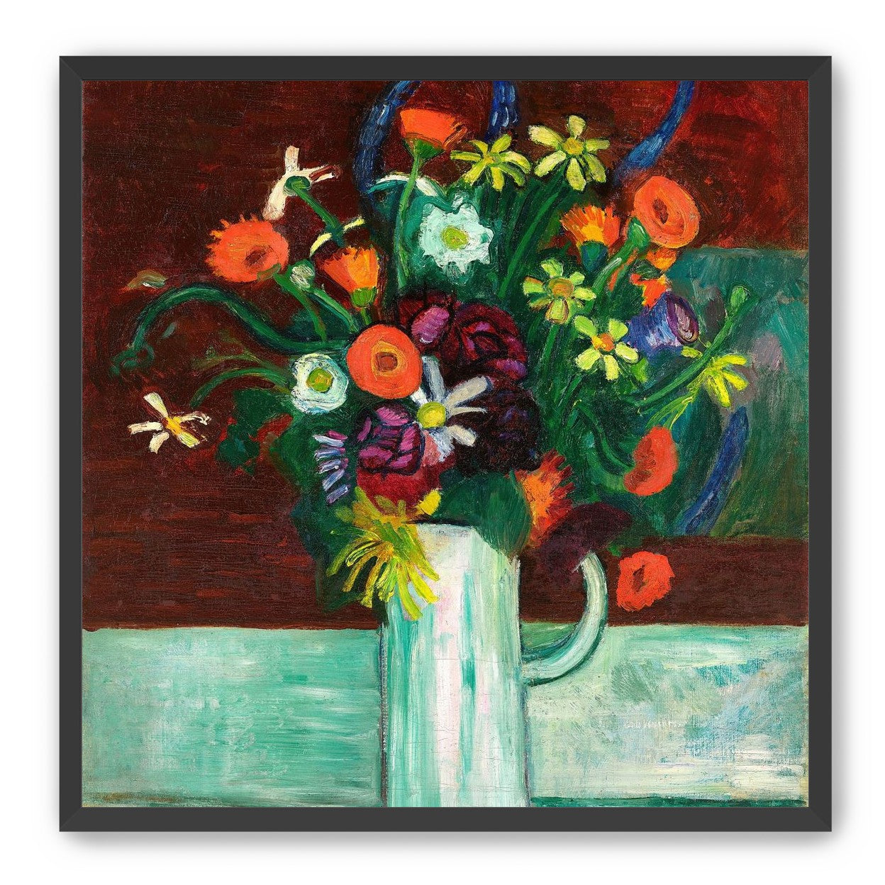 Flowers above the green table