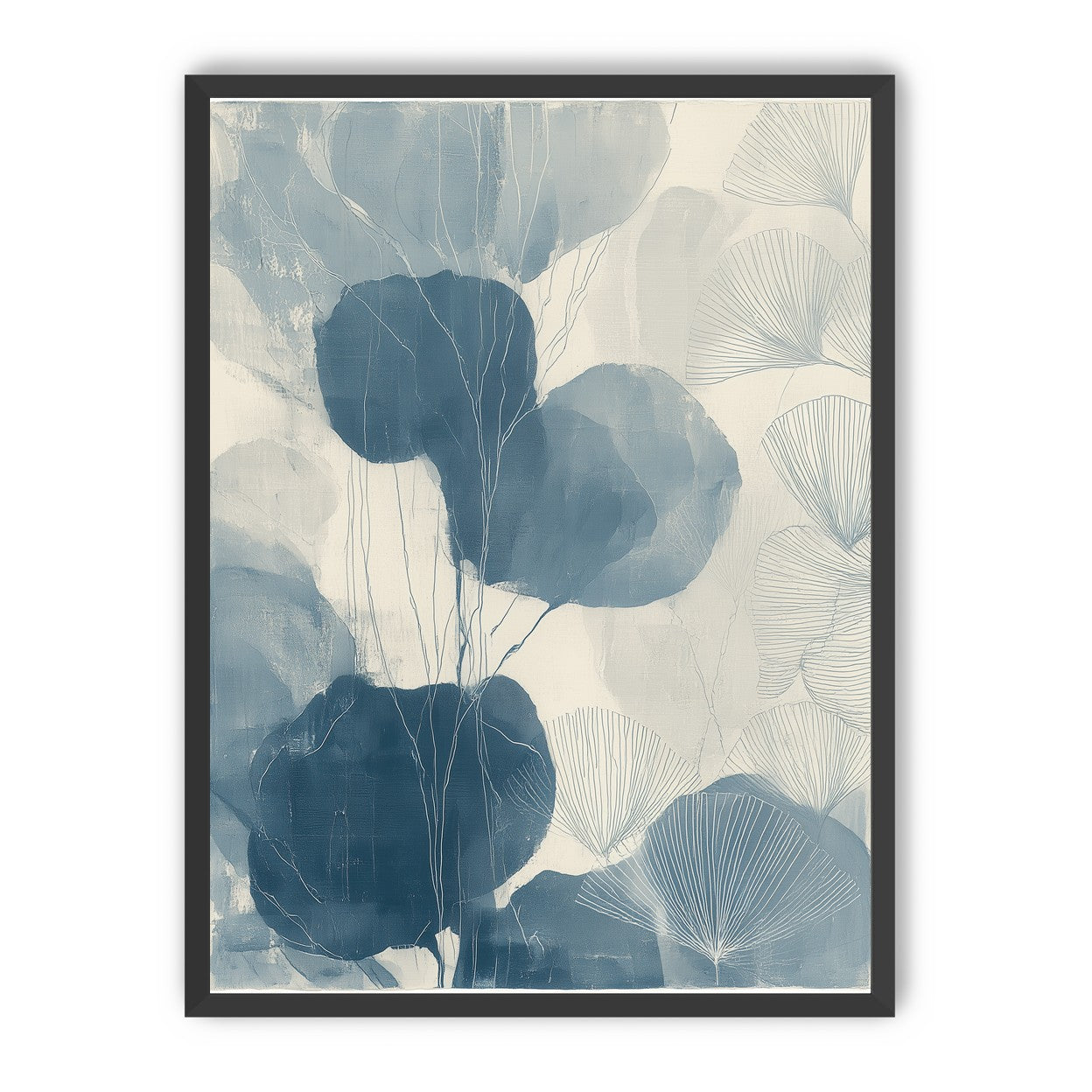 Ginkgo fans among round leaves