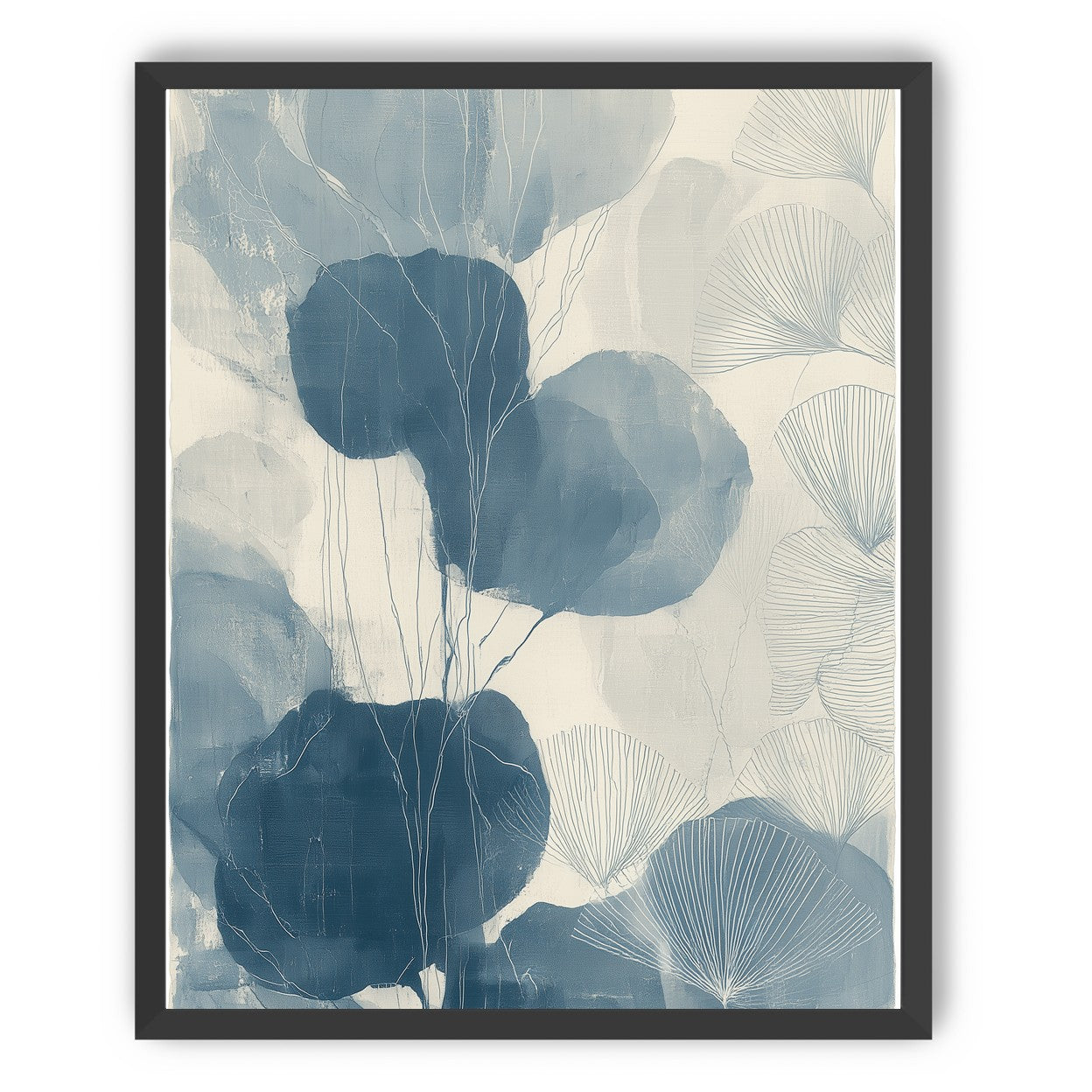 Ginkgo fans among round leaves