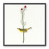 A yellow bird beneath red blooms