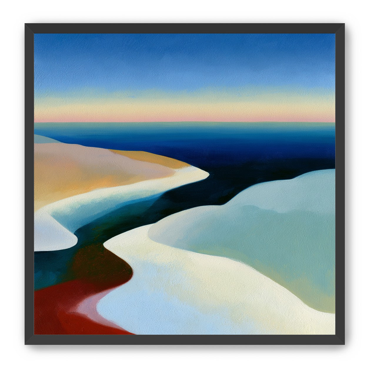 Blue sky over white dunes