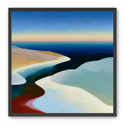 Blue sky over white dunes
