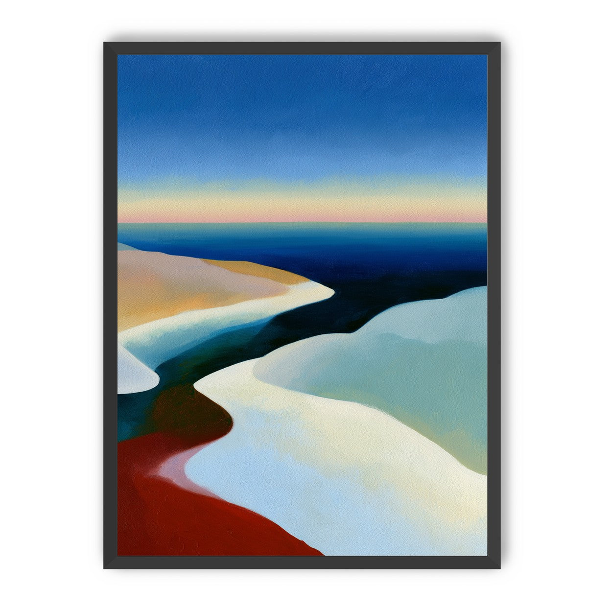 Blue sky over white dunes