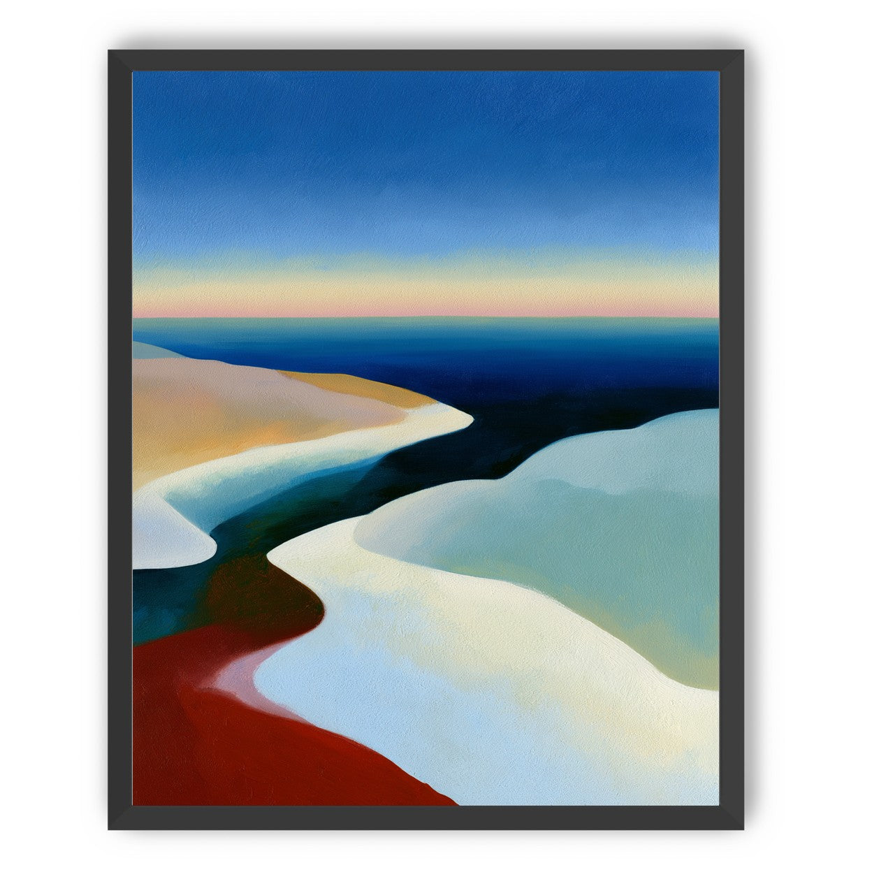 Blue sky over white dunes