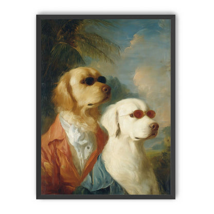 Two dogs in sunglasses