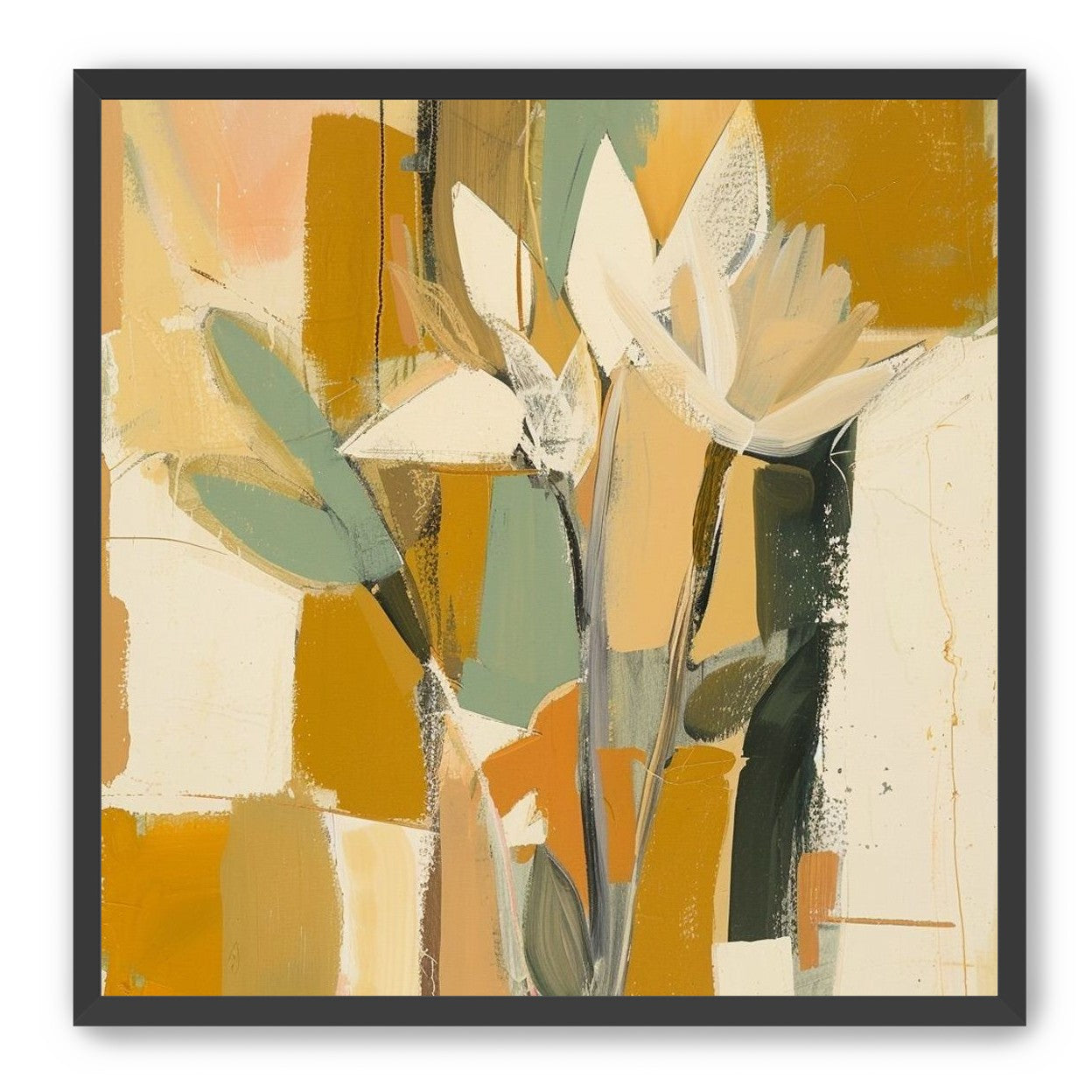 White flowers in ochre light