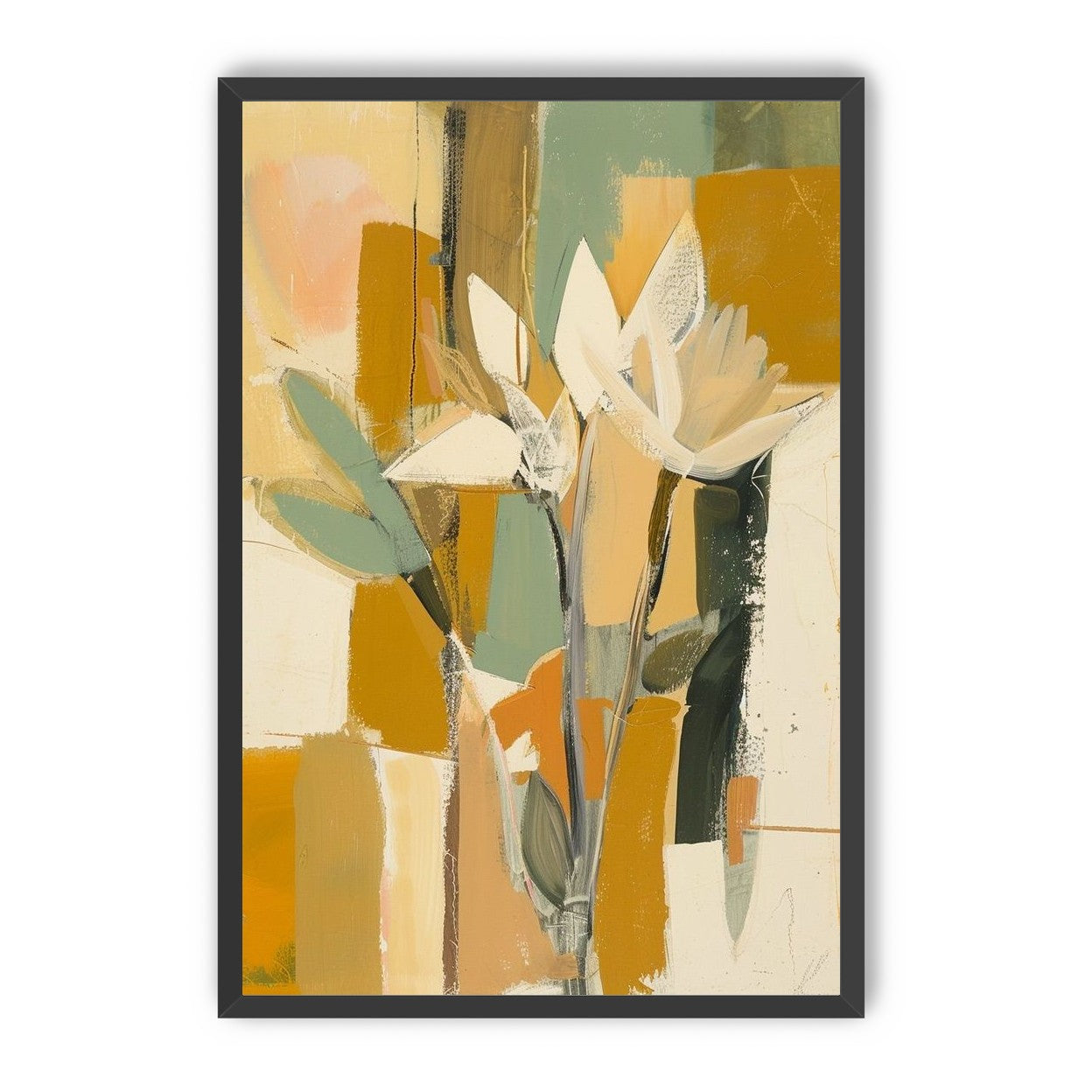 White flowers in ochre light