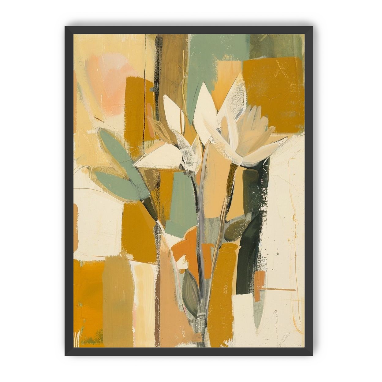 White flowers in ochre light