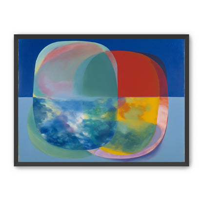 Translucent overlaps on blue field