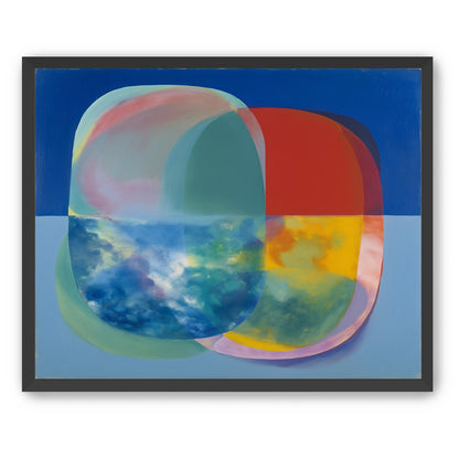 Translucent overlaps on blue field