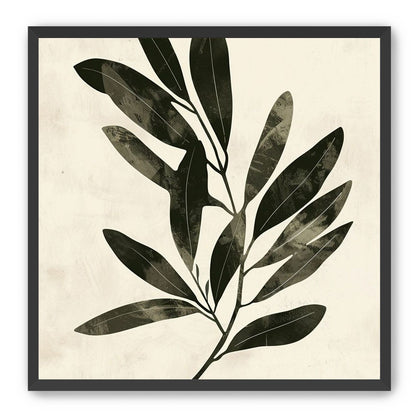 Charcoal leaves on ivory paper