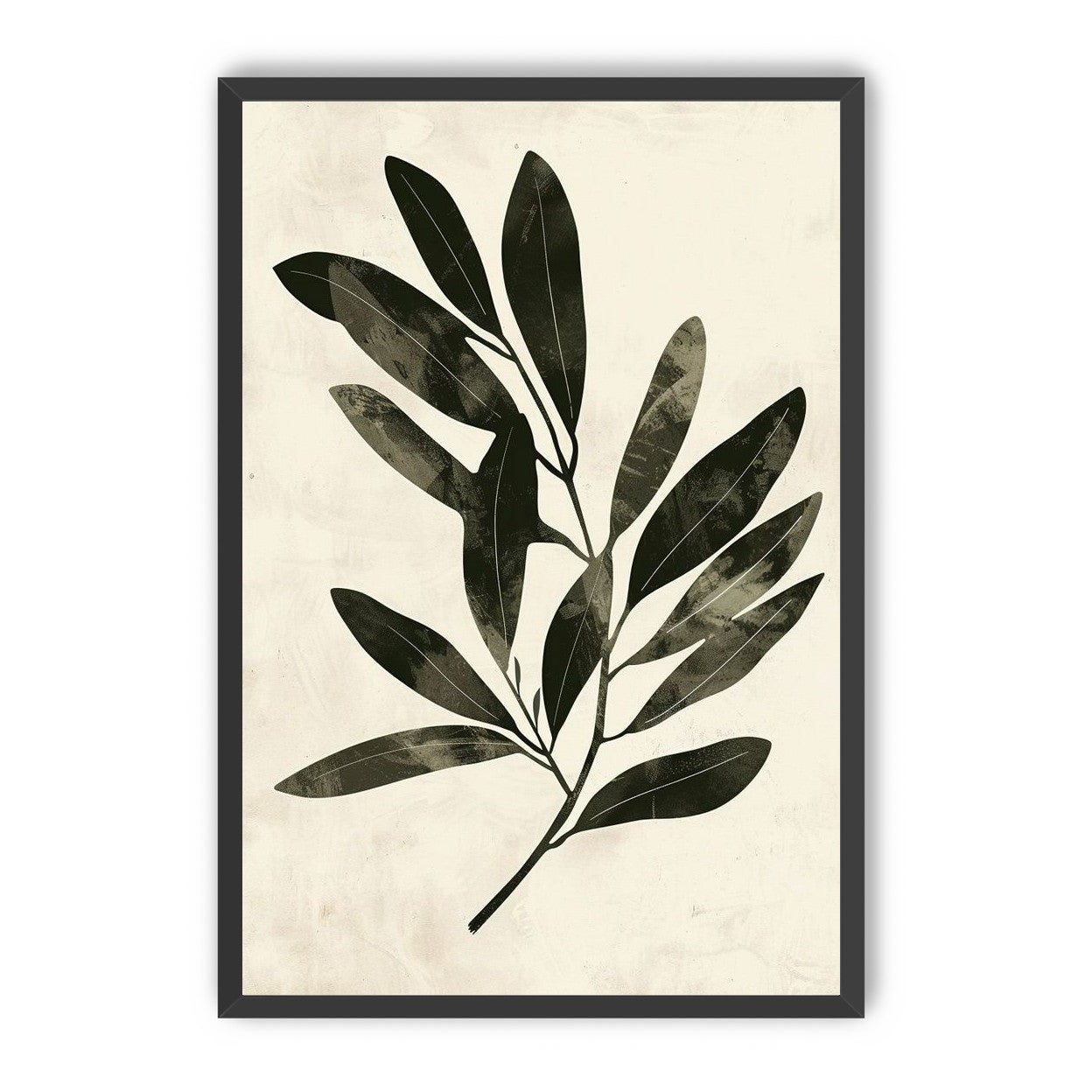 Charcoal leaves on ivory paper