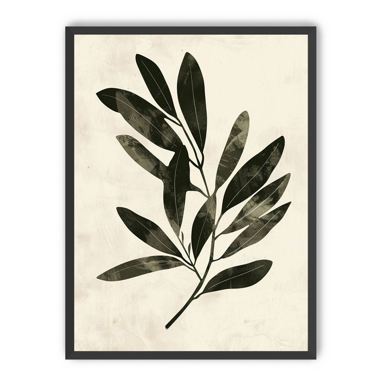 Charcoal leaves on ivory paper