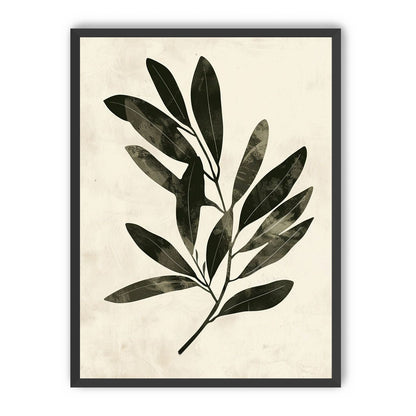 Charcoal leaves on ivory paper