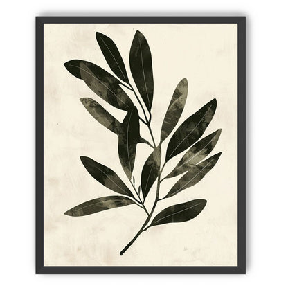 Charcoal leaves on ivory paper